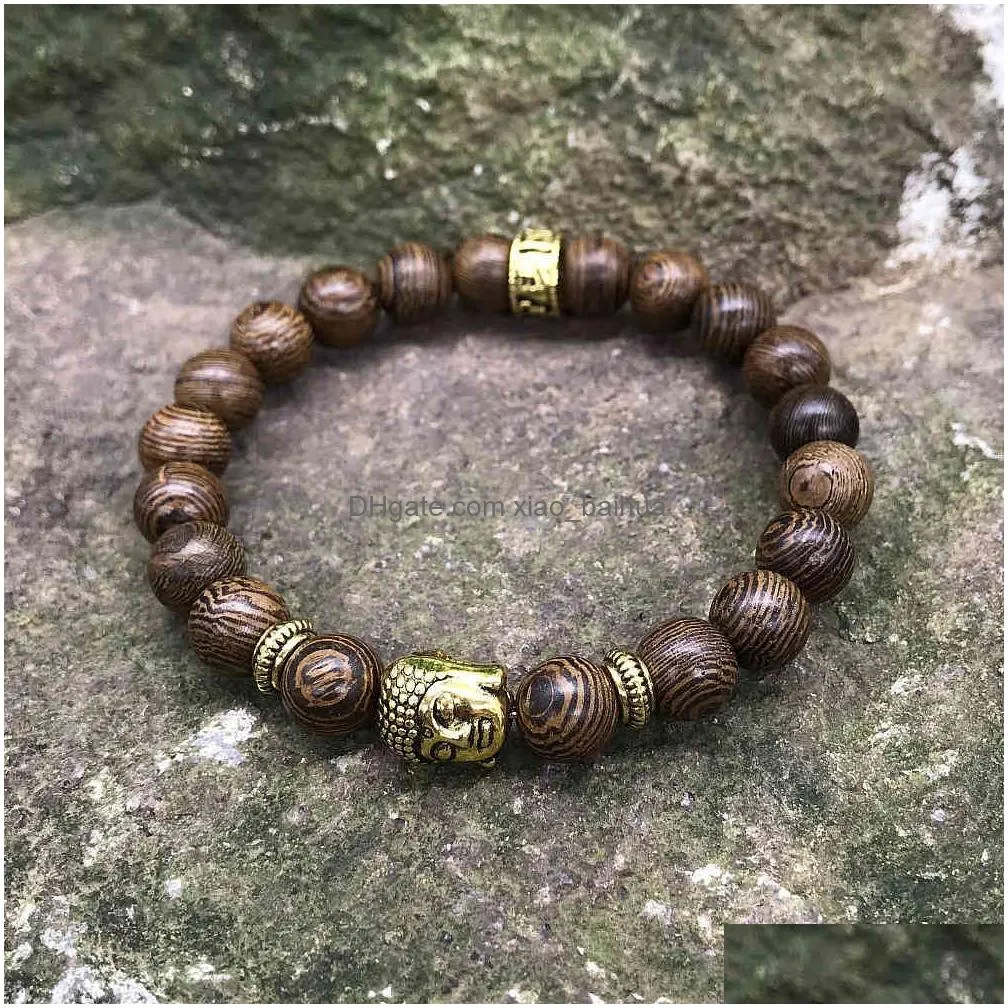 bijoux mode nouveau bracelet en agate indienne 8mm plaque ou tete de bouddha six caracteres mantra pierre volcanique bijouts bracelets 