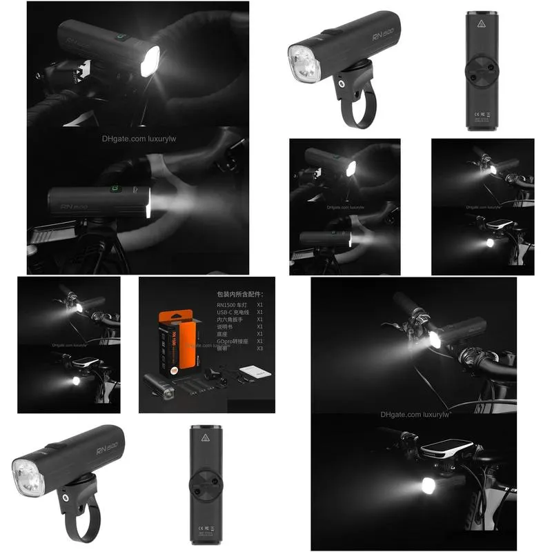 Bike Lights Magicshine Rn1500 Front Light Rechargeable Bicycle Waterproof 1500 Lumens Usb Typec Cycling Lighting Tool Drop Delivery Sp Dhf1M