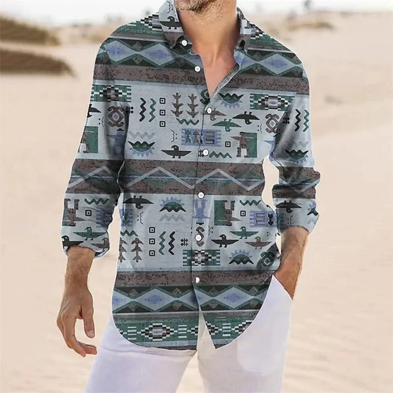 Men`s Casual Shirts Shirt Pattern Plus Size Street Daily Long Sleeved V-neck Buckle Fashion Designer Comfortable And Breathable