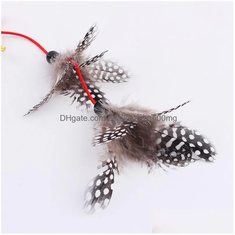 beaded polka dot feather black rod cat toy stick wholesale elastic cat toy plastic cat toy interactive pet supplies