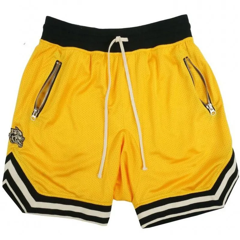 2022 Summer Men`s Shorts Swimwear Hip hop street main line retro sports casual fitness basketball pants black red heavy mesh five-minute shorts