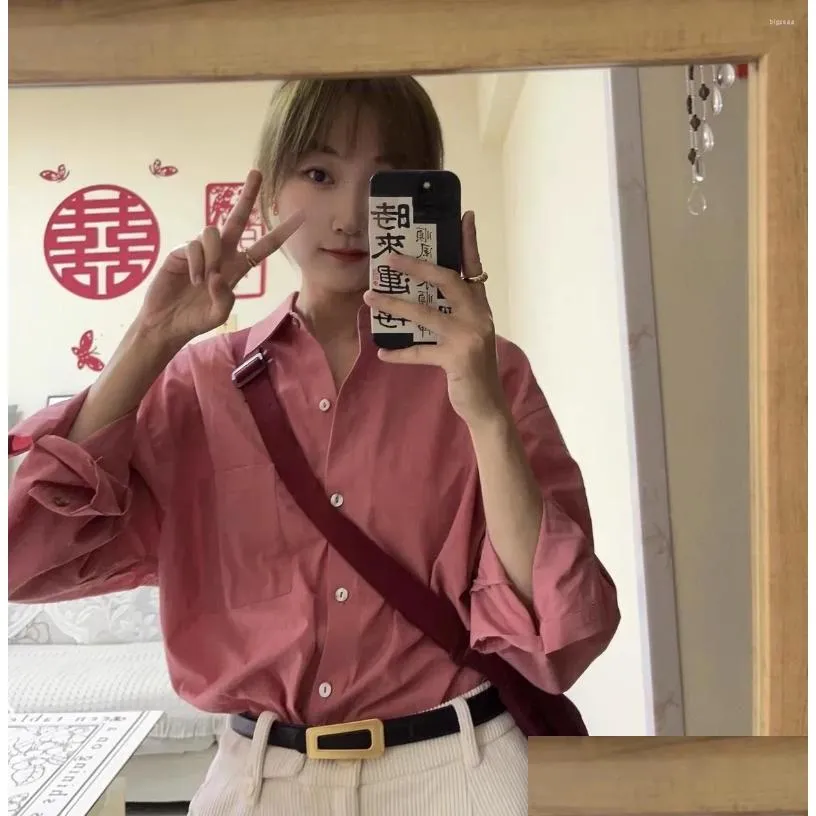 Women`s Blouses 2024 Early Spring Style Simple Commuting Temperament Long-sleeved Cotton Women Shirt