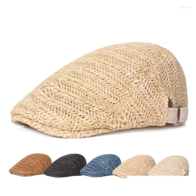 Berets Retro Fashion High Quality Hollow Out Men Hat Regar Fit Summer Caps Sunsn Fishing Supply Drop Delivery Dhpzn