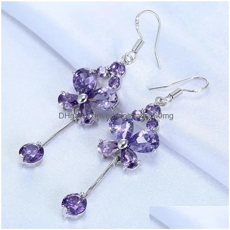 Dangle Chandelier Earrings Luxury Purple Zircon The Butterfly Shape Charm For Women Design Wedding Fashion Jewelry Drop Delivery Ear Dhln9