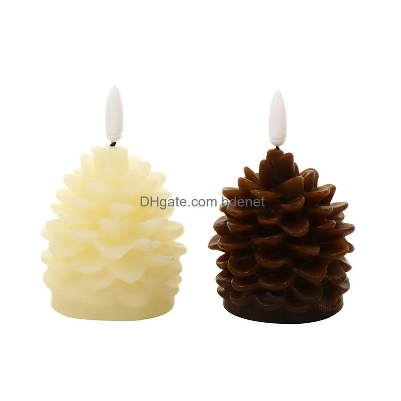 Candles Christmas Decoration Led Head Pinecone Electronic Candle Lamp Home Indoor Scene Layout Lights Drop Delivery Garden Decor Dhgi7