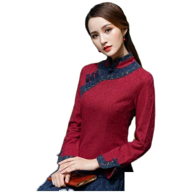 Ethnic Clothing Linen Chinese Traditional Top Qipao Shirt For Woman Cheongsam Style Shirts Blouse Ladies Robe ChinoiseEthnic