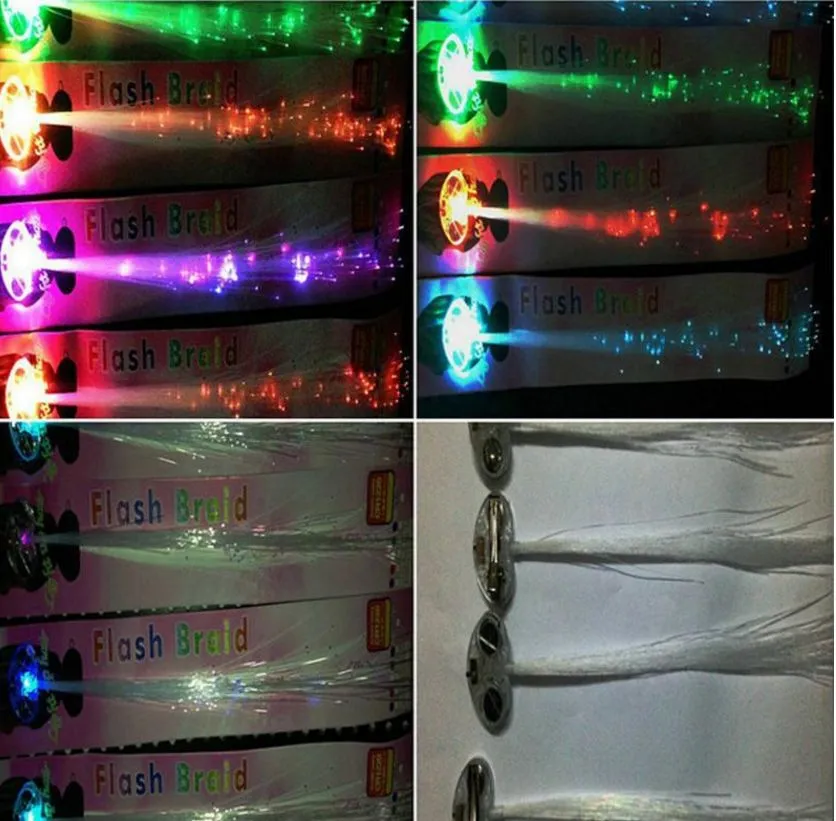 Flashing Luminous Light Up LED Hair Extension Flash Braid Party Girl Hair Glow by Fiber Optic Christmas Halloween Night Lights