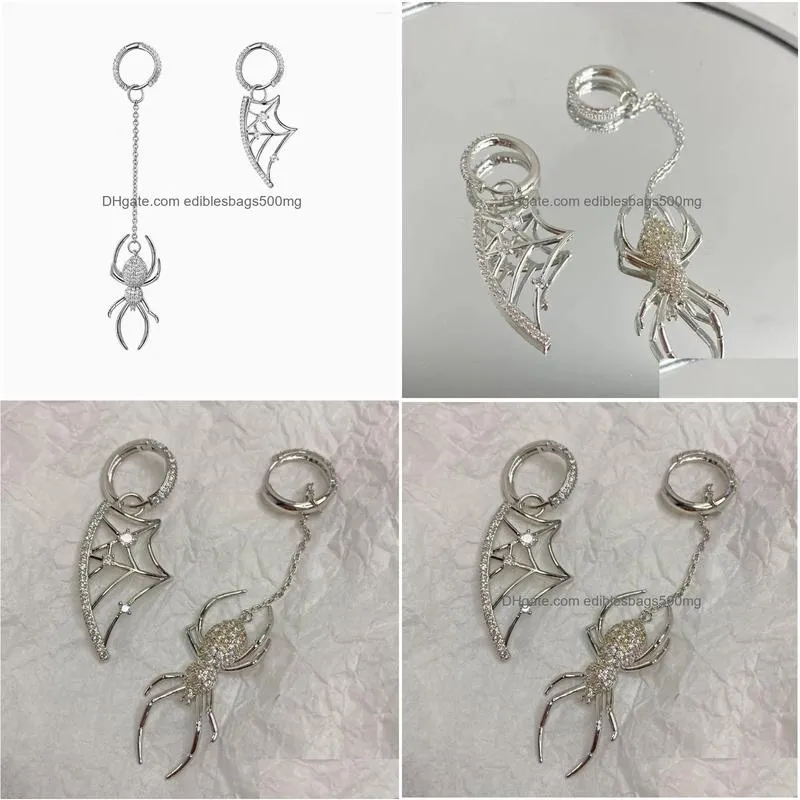 Dangle Chandelier Earrings Punk Accessories Design Sense Asymmetric Long Spider Drop For Women Rhinestone Elegant Girl Y2K Trendy J Dhfnx