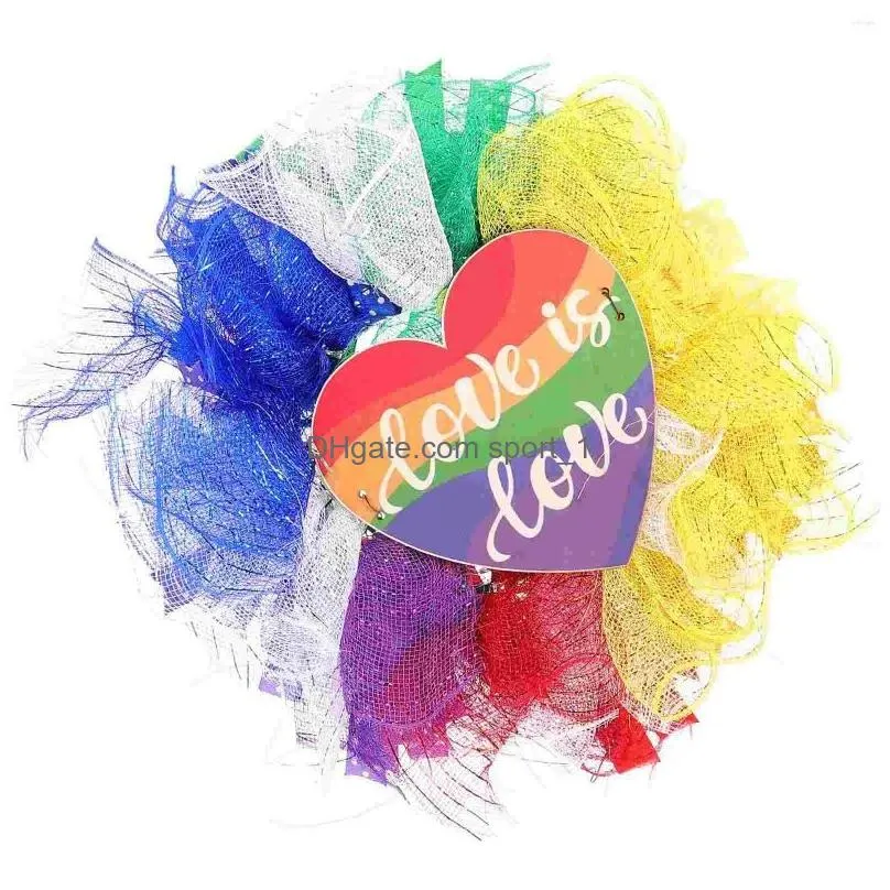 decorative flowers lgbtq wreath colorful wall decor hanging sign themed party decoration window for home