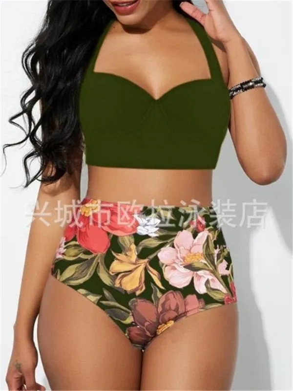 Colors Women Two Piece Swimsuit Print Strapless Band Sexy Beach Style Summer Bathing Suits Women`s Swimwear