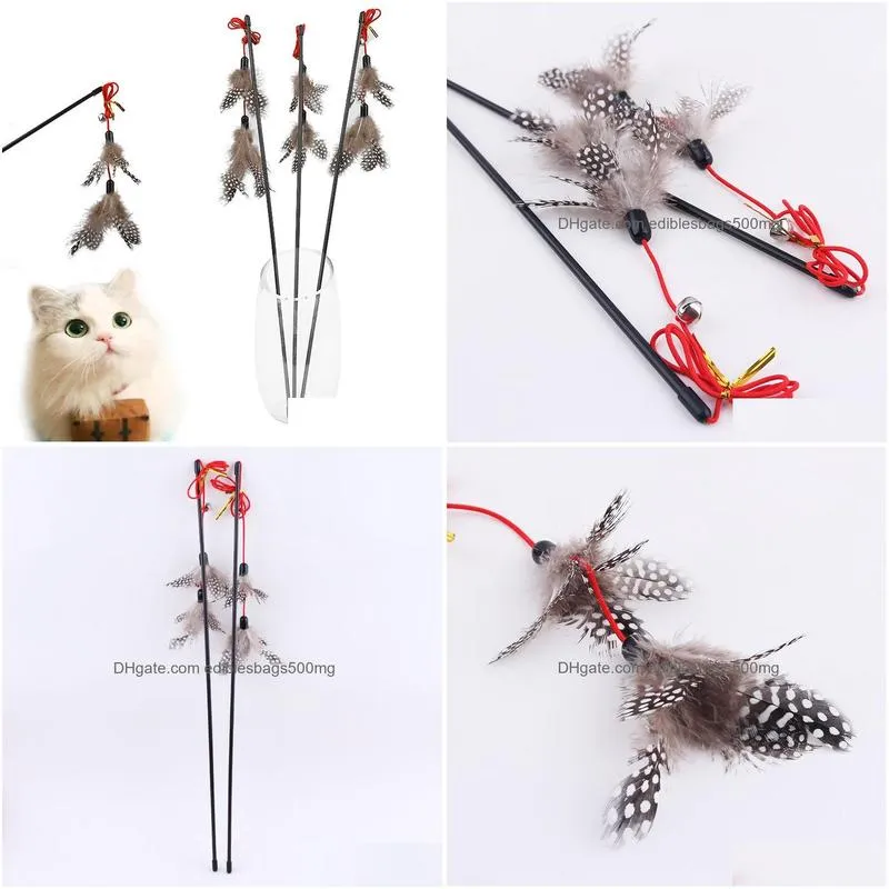 beaded polka dot feather black rod cat toy stick wholesale elastic cat toy plastic cat toy interactive pet supplies