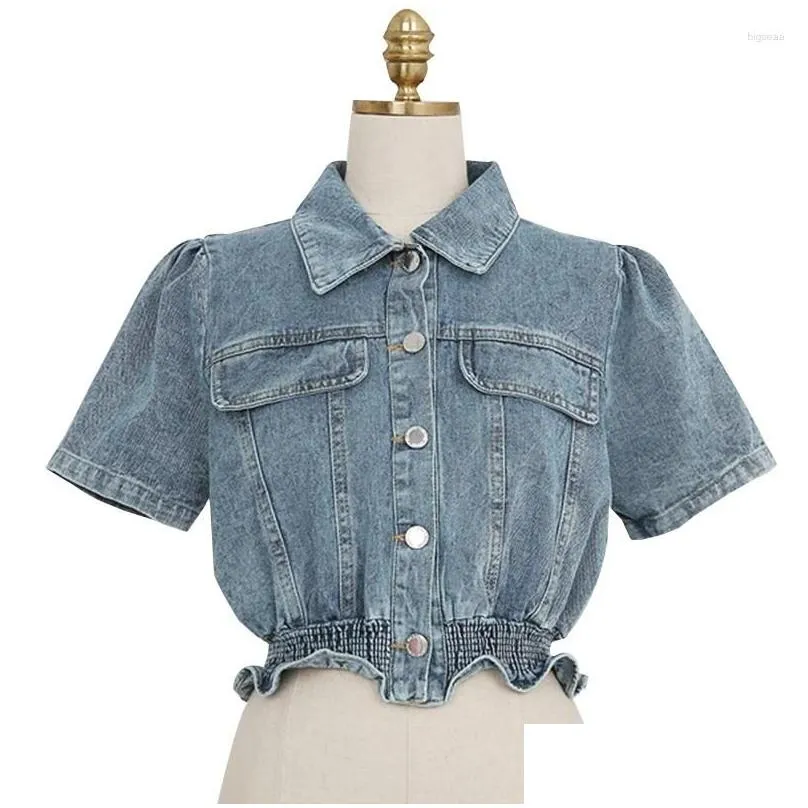 Women`s Blouses Fashion Casual Ladies Short Sleeve Blouse Tops Streetwear Single Breasted Button Sexy Crop Shirt Holiday Clothing