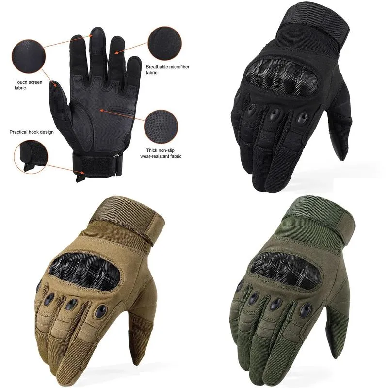 Five Fingers Gloves New Brand Tactical Army Paintball Airsoft Shooting Police Hard Knuckle Combat Fl Finger Driving Men Cj191225522176 Dhfsu