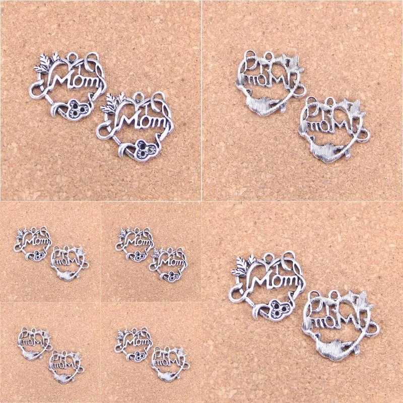 Charms 46Pcs Antique Sier Bronze Plated Heart Mom Pendant Diy Necklace Bracelet Bangle Findings 26X24Mm Drop Delivery Jewelry Componen Dhoih