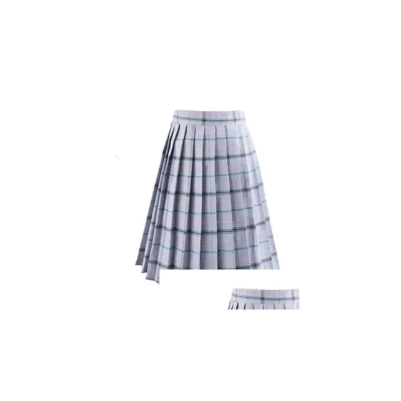 School Dresses Large Size Plaid Pleated Skirt Students Cosplay Jk Uniforms Sailor Suit Short Skirts for Girl 240325