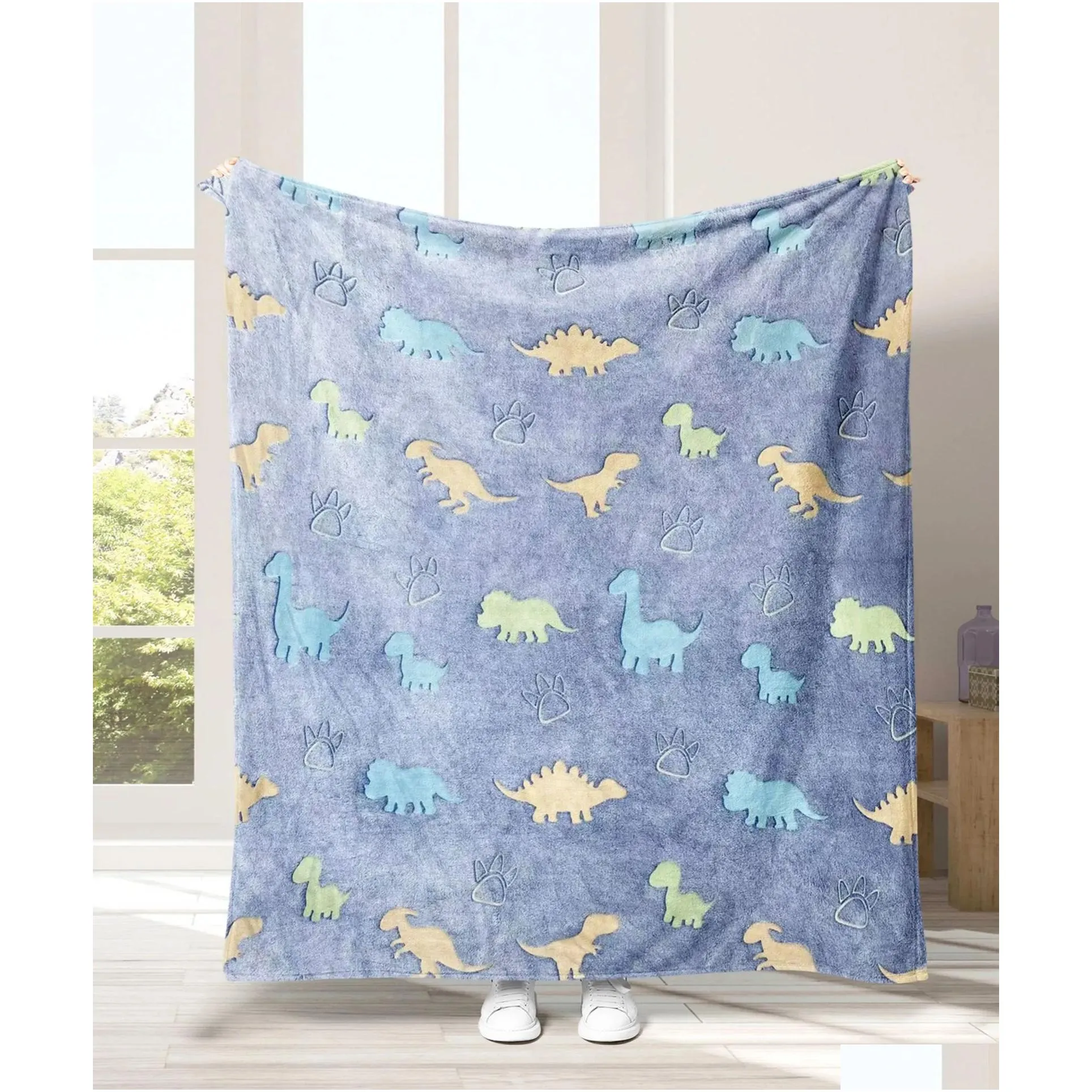 Blanket 1Pc Glow In The Dark P Throw Soft And Cozy Flannel For Bed Sofa Office Birthday Thanksgiving Gift Drop Delivery Dhy5U