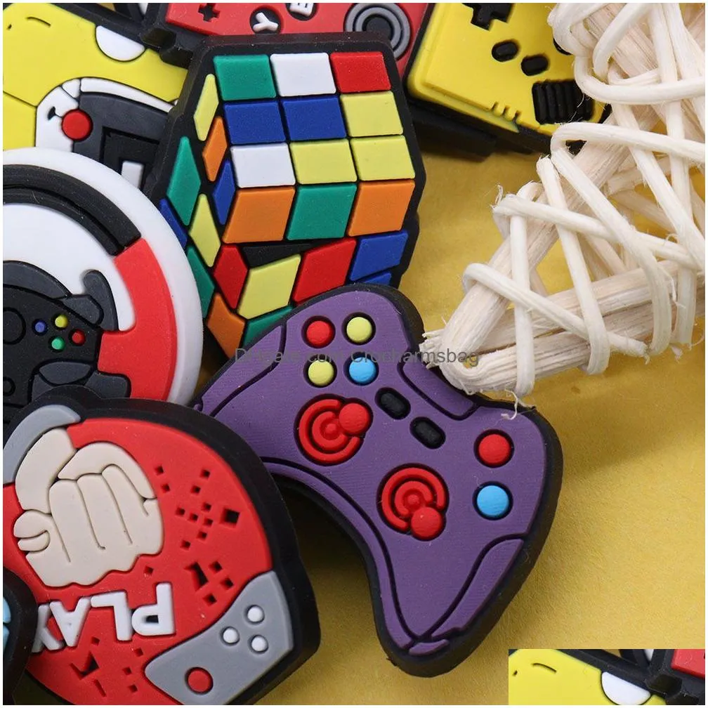 Shoe Parts & Accessories Wholesale 100Pcs Pvc Gamepad Sunglasses Guitar Cool Charms Earphone Kids Buckle Decorations For Wristband But Dht9M