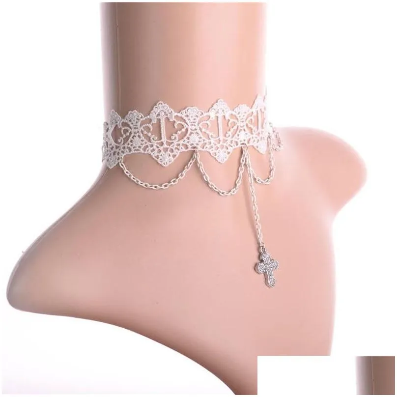 White Lace Choker Necklace For Women Simulated Pearl Statement Chocker Collares Mujer Collier Femme Jewellery Chokers