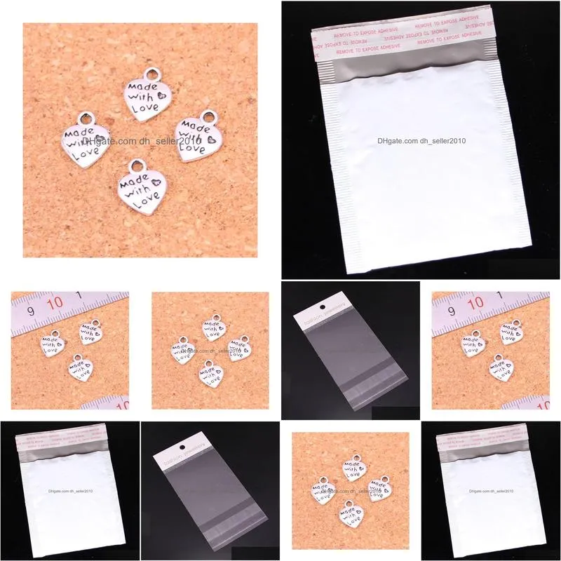 Charms 188Pcs Antique Sier Plated Heart Made With Love Pendants For European Bracelet Jewelry Making Diy Handmade 10Mm Drop Delivery F Dhkjr