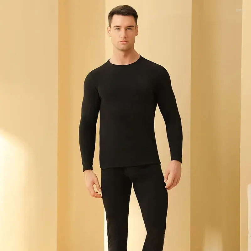 Men`s Thermal Underwear Autumn And Winter Men Set Thickened Round Neck Top Long-sleeved Pullover Bottoming Shirt Couples