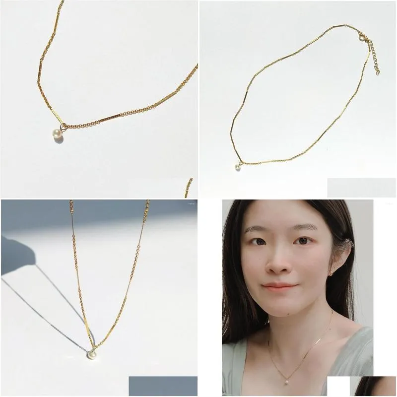 Pendants Lii Ji American 14K Gold Filled Pearl Pendant Necklace 40 5cm Minimalist Simple Boho Choker