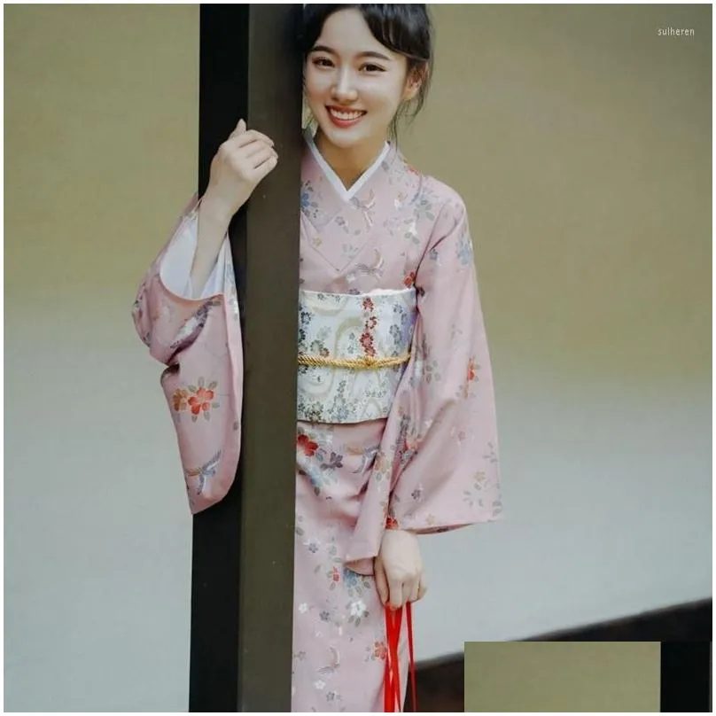 Ethnic Clothing Japanese Traditional Kimono Harajuku Dresses Haori Long Robes Yukata Ao Dai Dress Cosplay Costumes Oriental Pajamas