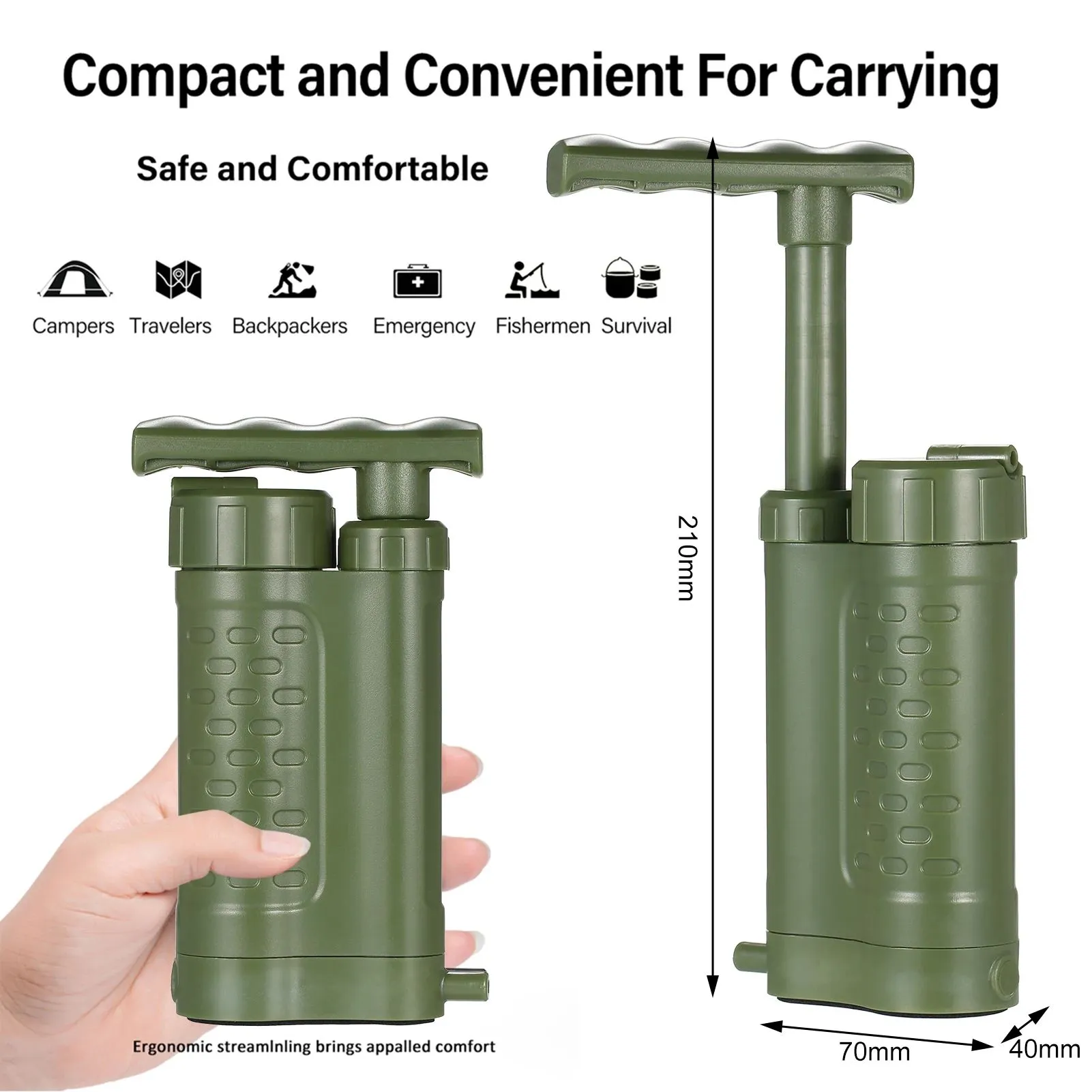 Survival Water Purifier Pump Water Filtration System with 0.01 Micron Water Filter Portable Outdoor Camping Emergency Survival Gear