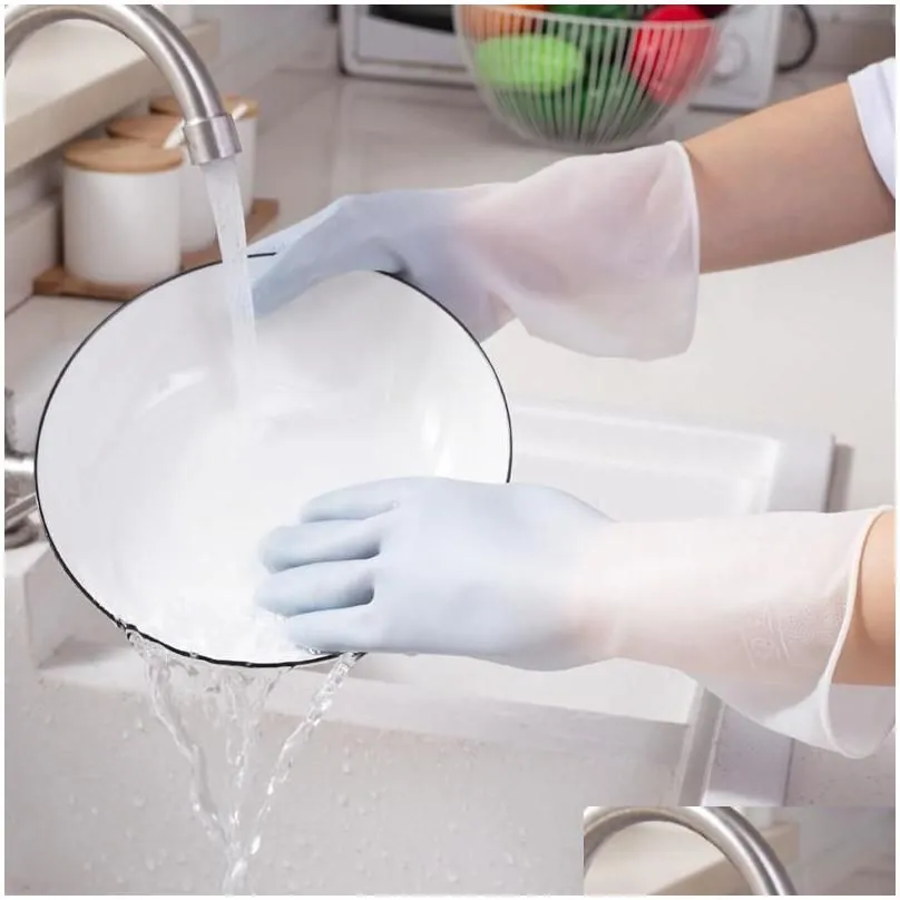 Disposable Gloves 1Pair Sile Cleaning Dishwashing Scrubber Dish Washing Sponge Rubber Tools Drop Delivery Home Garden Kitchen Dining B