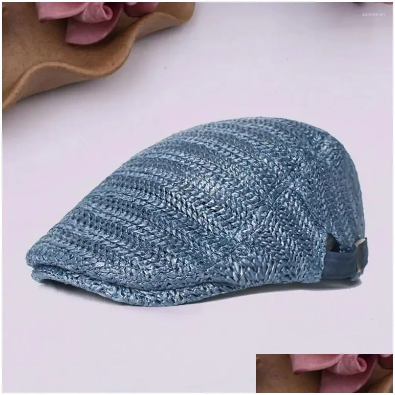 Berets Retro Fashion High Quality Hollow Out Men Hat Regar Fit Summer Caps Sunsn Fishing Supply Drop Delivery Dhpzn