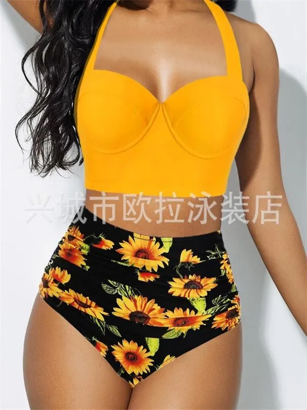 Colors Women Two Piece Swimsuit Print Strapless Band Sexy Beach Style Summer Bathing Suits Women`s Swimwear