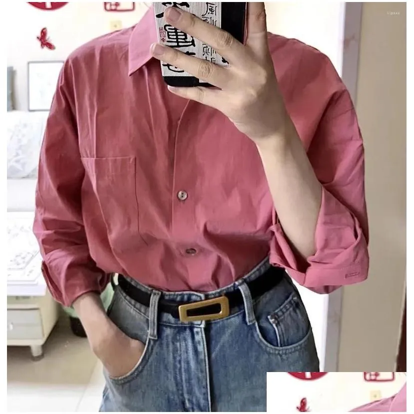 Women`s Blouses 2024 Early Spring Style Simple Commuting Temperament Long-sleeved Cotton Women Shirt