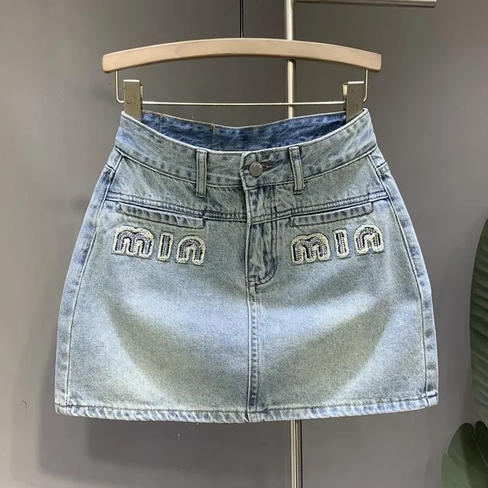 Skirts 2023 Summer Vintage Mini Denim Belted Design Aline Jeans Skirts Casual Loose High Waist Short Skirt Korean Fashion Clothing