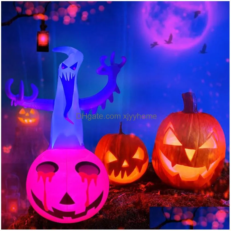 Other Festive & Party Supplies Halloween Decoration Inflatable Ghost Pumpkin Outdoor Terror Scary Props Led Blow Up On For Home Drop D Dhmyz