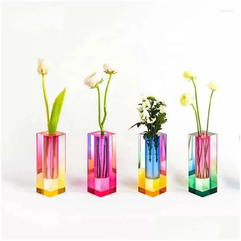 Vases Acrylic Luxury Crystal Vase Ornaments Living Room Flower Mashite Modern Minimalist European Table Decoration Drop Delivery Dhlpu
