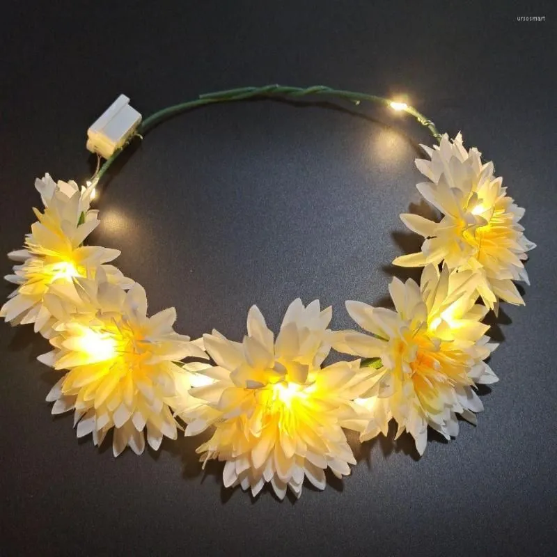Decorative Flowers Luminous Garland Tourist Attractions Forest Girl Rattan Rose Headwear LED Headband Wedding Party Hair Band