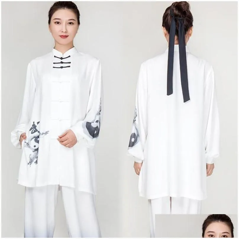 Ethnic Clothing Women Cotton Oriental Vintage Tai Chi Suit Wushu Martial Art Uniform Chinese Style Jacket Pant Morning Exercise