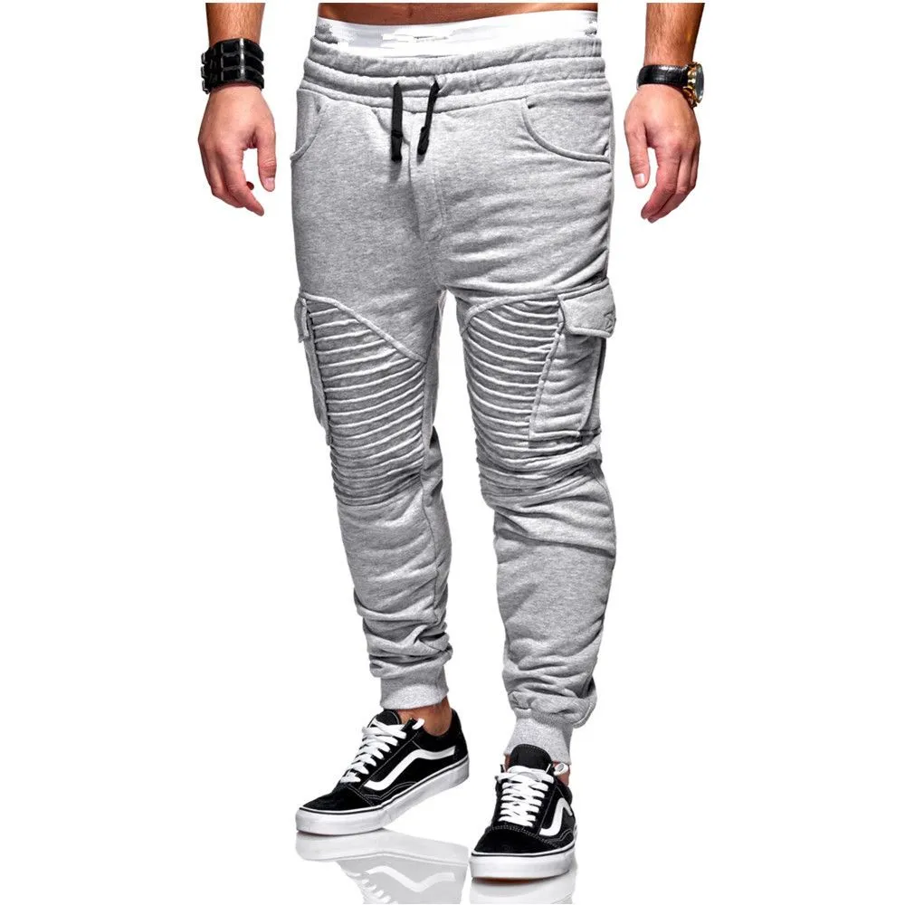 Mens Pants Harem Joggers Sweat Elastic String Cuff Drop Crotch Biker Trousers For Men 5 Color S-3XL Size