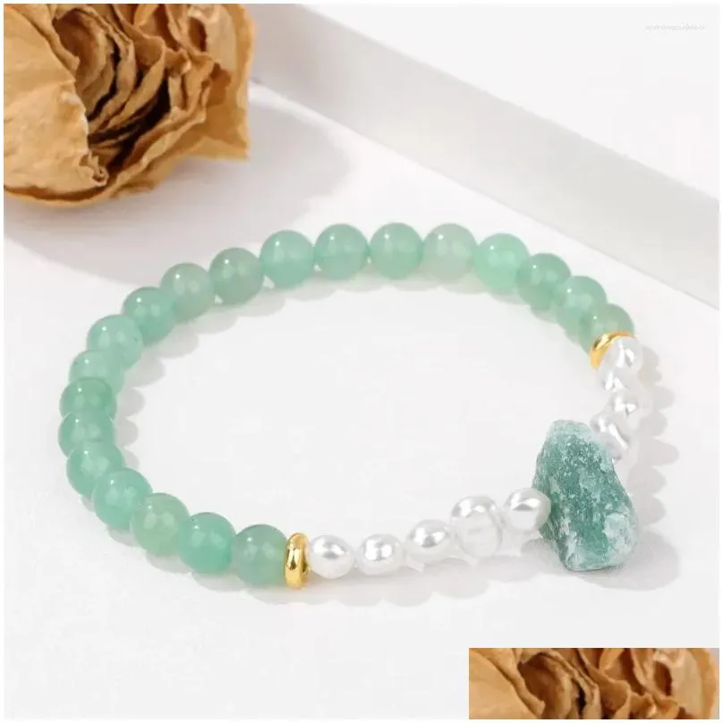 Charm Bracelets Irregular Natural Raw Stone Bracelet Exquisite Freshwater Pearl Bead Crystal Amethysts Bangle Jewelry Gift