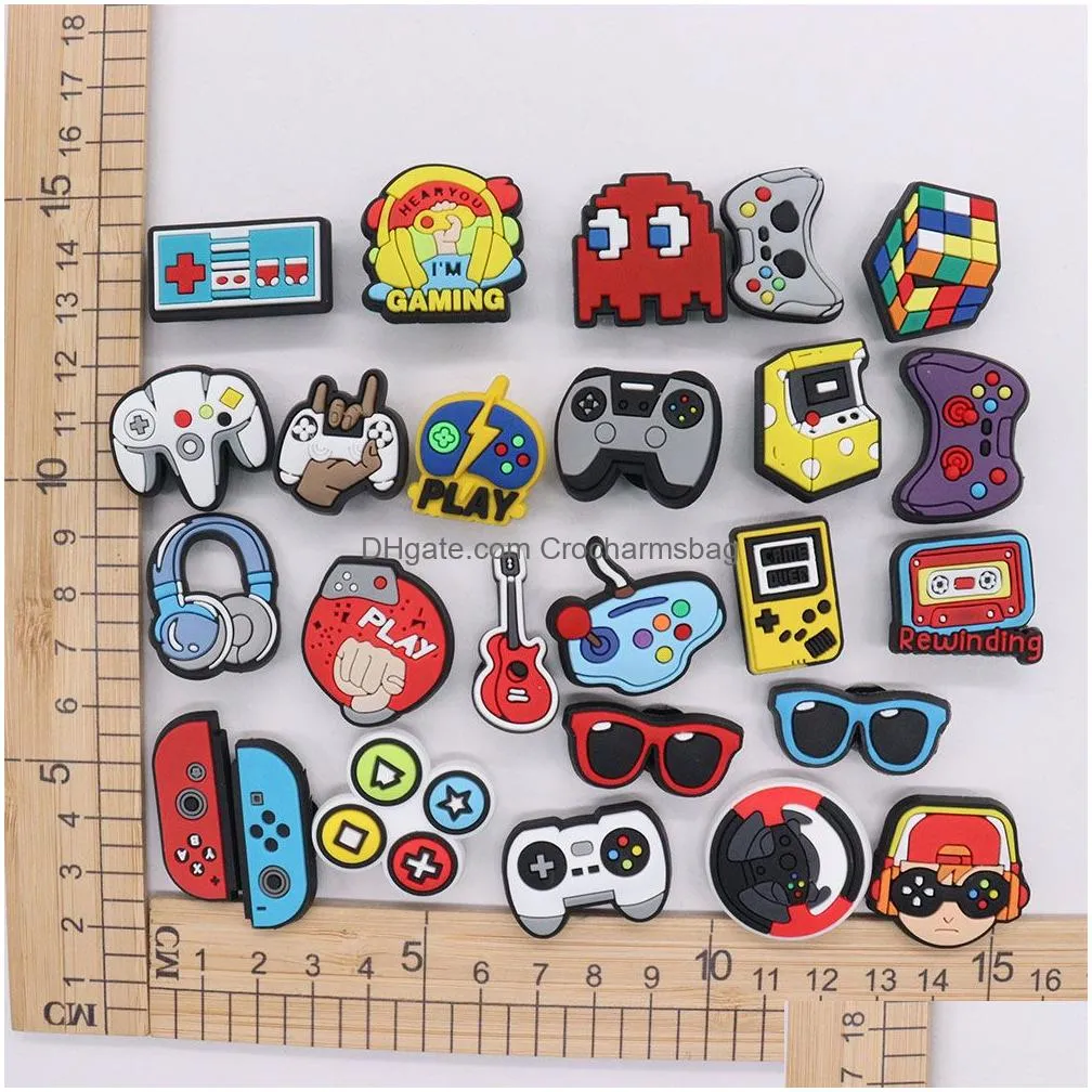 Shoe Parts & Accessories Wholesale 100Pcs Pvc Gamepad Sunglasses Guitar Cool Charms Earphone Kids Buckle Decorations For Wristband But Dht9M