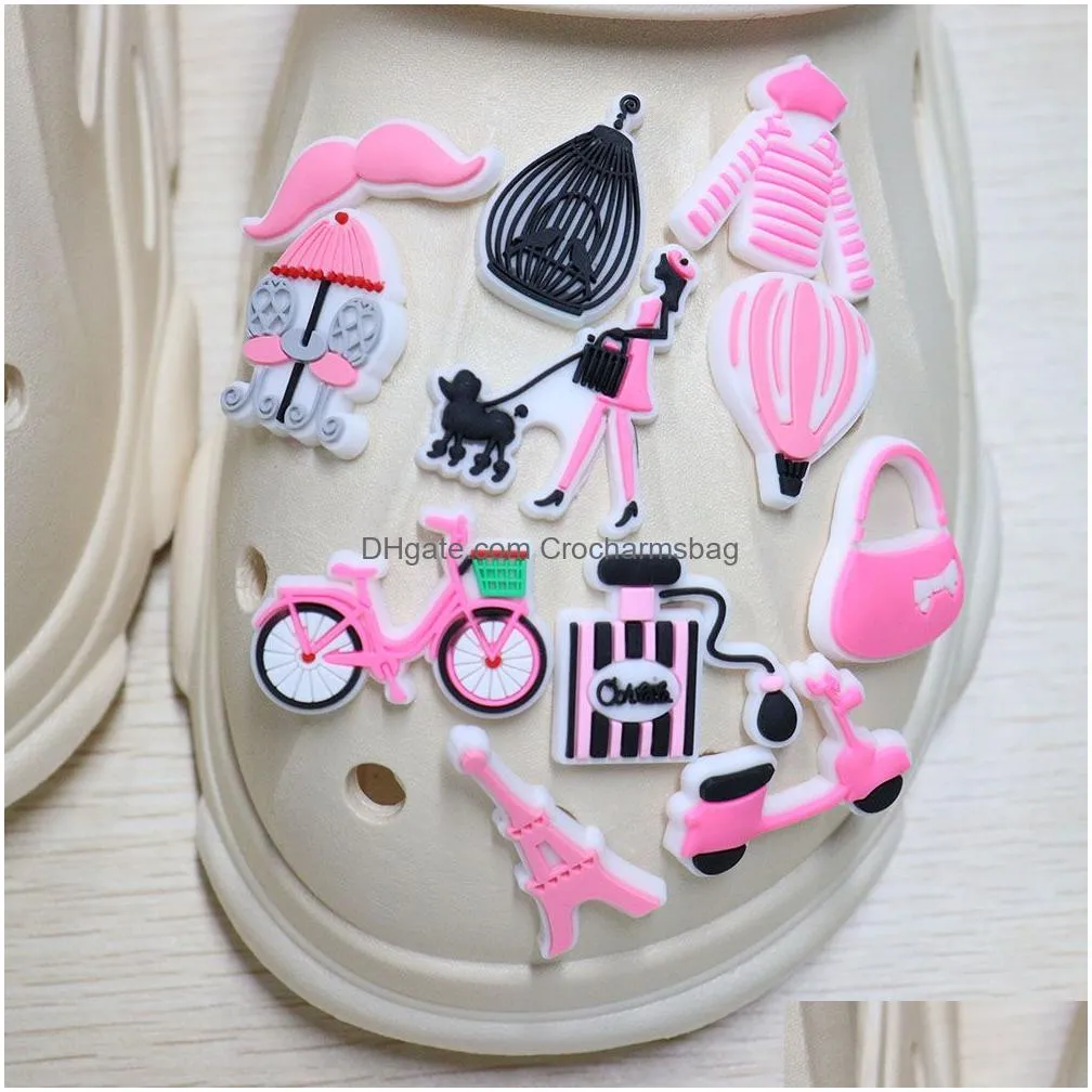 Shoe Parts & Accessories Wholesale 100Pcs Pvc Handbag Motorcycle Bicycle Dress Per Bag Clothes Woman Beard Garden Charms Children Buck Dhnpa