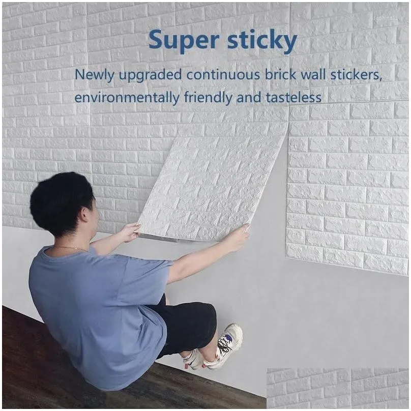 Wallpapers 3D Wallpaper 70Cm 1M Continuous Brick Pattern Sticker Waterproof Home Decoration Self-Adhesive Drop Delivery Dhjcs