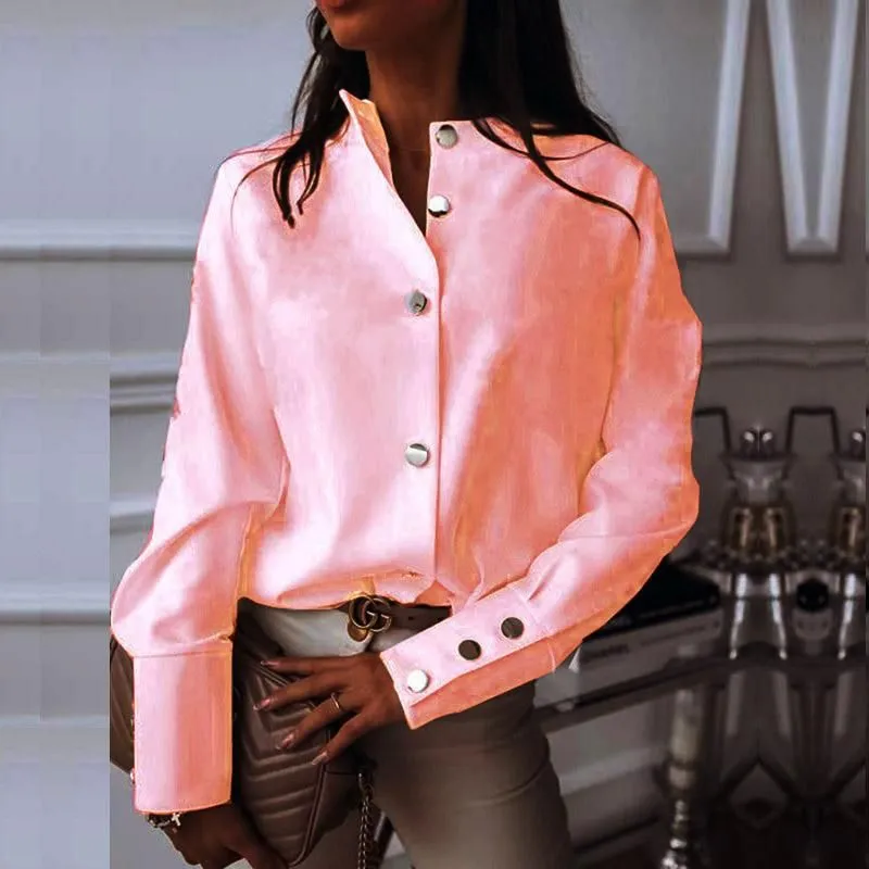 Elegant White Blouse Shirt Women`s Long Sleeve Buttton Fashion Woman Blouses 2020 Womens Tops and Blouses Solid Spring Tops