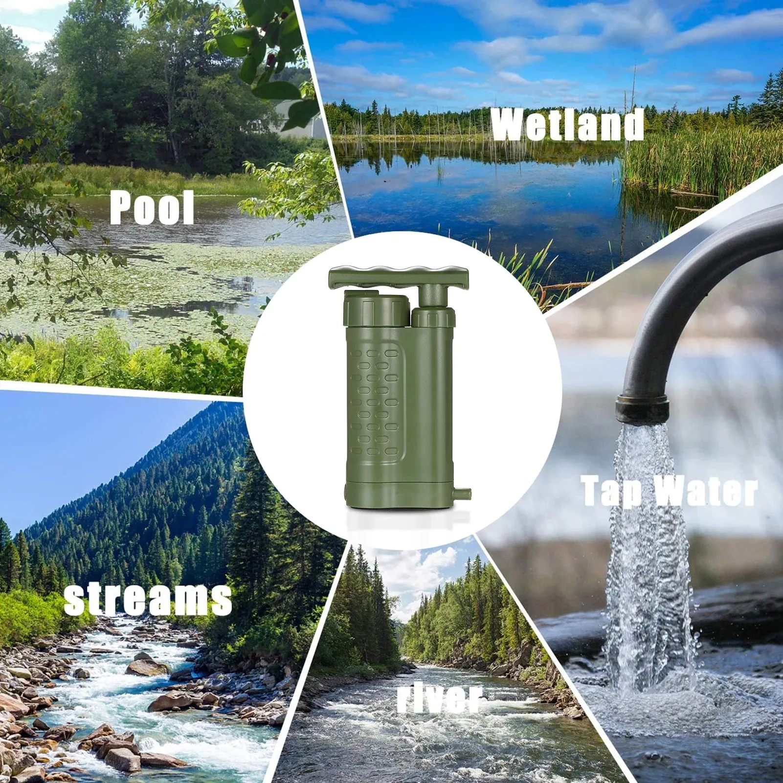 Survival Water Purifier Pump Water Filtration System with 0.01 Micron Water Filter Portable Outdoor Camping Emergency Survival Gear