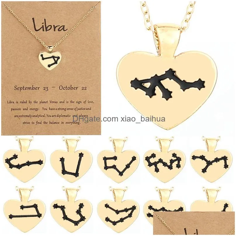 douze signes les du zodiaque collier amour gouttes dhuile pendentif zodiac lockbone chaine