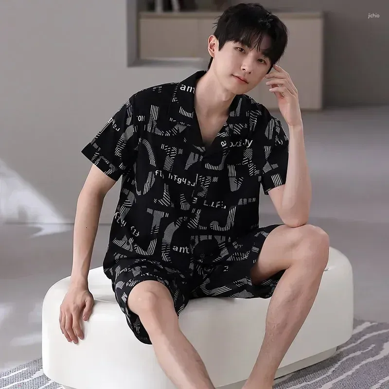 Men`s Sleepwear Summer Pyjamas Comfortable Set Soft Night Men Short Silk Suit Modern Pijamas Pajamas Style Male Satin