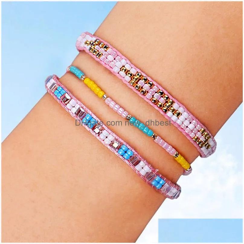 Beaded 3 Pcs 10 Styles Colorf Seed Beads Woven Vsco Girl Friendship Bracelets Boho Adjustable Bracelet Wristband Jewelry Gifts For Dr Dhgut