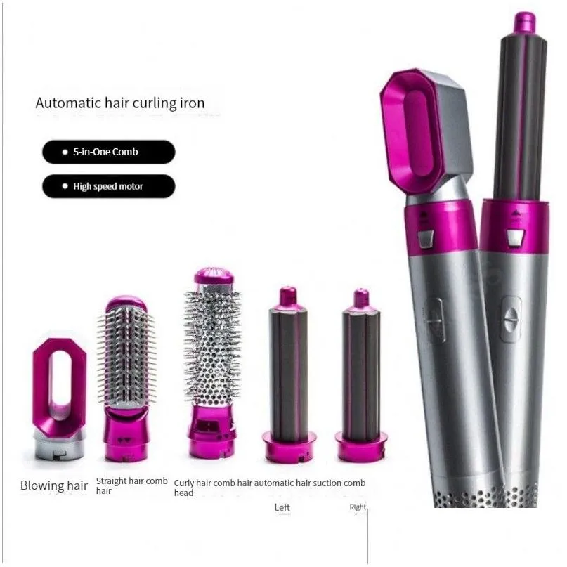 Electric Hair Dryer 5 in 1 Hair Dryer Heat Comb Automatic Curler Professional Curling Iron Electric Hot Air Brush For Household Styling