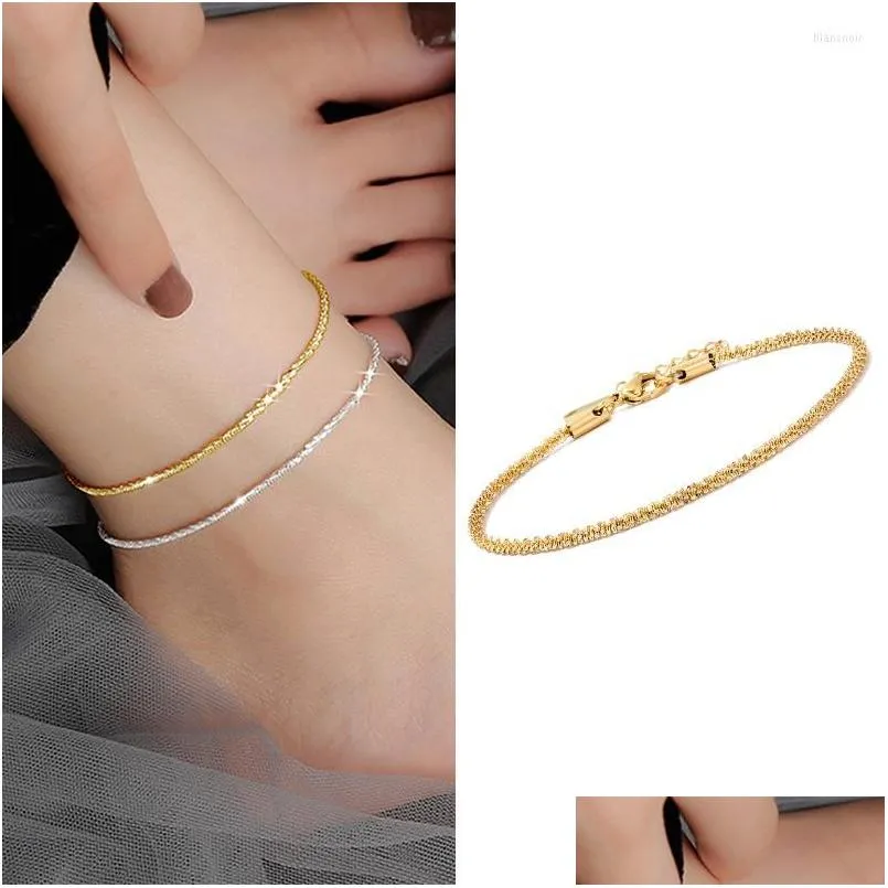 Anklets 316L Stainless Steel Cauliflower Chain Anklet For Women Adjustable Sparkling Foot Bracelet Jewelry Accessories Drop