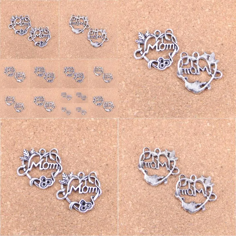 Charms 46Pcs Antique Sier Bronze Plated Heart Mom Pendant Diy Necklace Bracelet Bangle Findings 26X24Mm Drop Delivery Jewelry Componen Dhoih