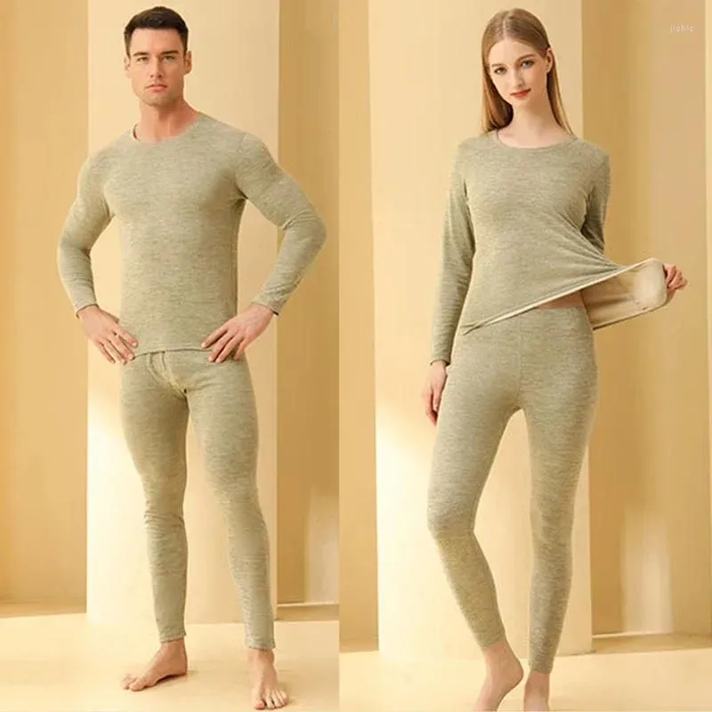 Men`s Thermal Underwear Autumn And Winter Men Set Thickened Round Neck Top Long-sleeved Pullover Bottoming Shirt Couples